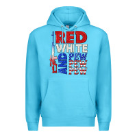 Ocean Blue red white and pew pew pew Premium Hoodie - texasbilliewilder