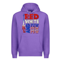 Purple red white and pew pew pew Premium Hoodie - texasbilliewilder