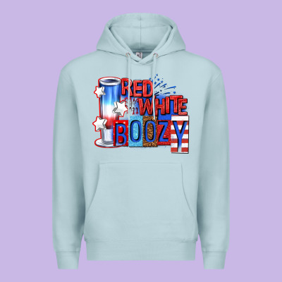 Red White Boozy Billie Wilder Premium Hoodie Designed By Texasbilliewilder