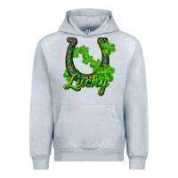 Heather Grey Lucky shamrock horseshoe Urban Hoodie - RanaPortraitStore