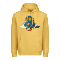Antique Gold blue dragon ocean waves and sun Premium Hoodie - RanaPortraitStore