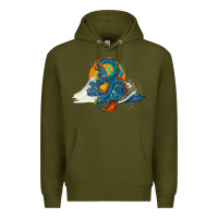 Army Green blue dragon ocean waves and sun Premium Hoodie - RanaPortraitStore