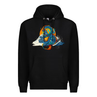 Black blue dragon ocean waves and sun Premium Hoodie - RanaPortraitStore