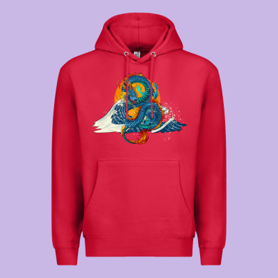 Blue Dragon Ocean Waves And Sun Premium Hoodie Designed By Ranaportraitstore