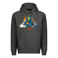Charcoal Heather blue dragon ocean waves and sun Premium Hoodie - RanaPortraitStore