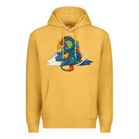 Mustard blue dragon ocean waves and sun Premium Hoodie - RanaPortraitStore