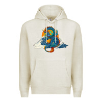 Oatmeal Heather blue dragon ocean waves and sun Premium Hoodie - RanaPortraitStore