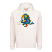 Pale Pink blue dragon ocean waves and sun Premium Hoodie - RanaPortraitStore