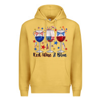 Antique Gold red wine and blue wine glasses Premium Hoodie - texasbilliewilder