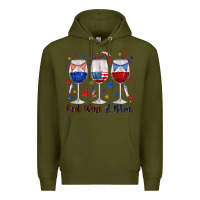 Army Green red wine and blue wine glasses Premium Hoodie - texasbilliewilder