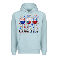 Blue Mist red wine and blue wine glasses Premium Hoodie - texasbilliewilder