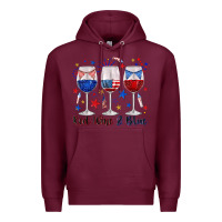 Burgundy red wine and blue wine glasses Premium Hoodie - texasbilliewilder