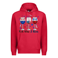 Cardinal red wine and blue wine glasses Premium Hoodie - texasbilliewilder
