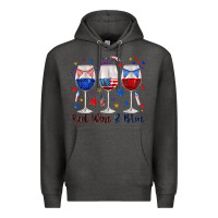 Charcoal Heather red wine and blue wine glasses Premium Hoodie - texasbilliewilder
