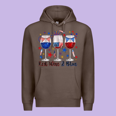 Red Wine And Blue Wine Glasses Premium Hoodie Designed By Texasbilliewilder