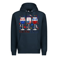 Navy red wine and blue wine glasses Premium Hoodie - texasbilliewilder