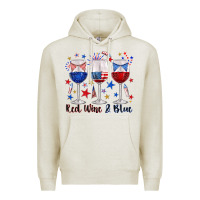 Oatmeal Heather red wine and blue wine glasses Premium Hoodie - texasbilliewilder