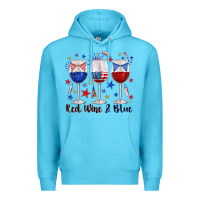Ocean Blue red wine and blue wine glasses Premium Hoodie - texasbilliewilder