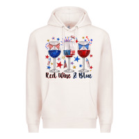 Pale Pink red wine and blue wine glasses Premium Hoodie - texasbilliewilder