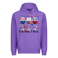 Purple red wine and blue wine glasses Premium Hoodie - texasbilliewilder