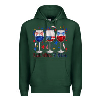 Sports Green red wine and blue wine glasses Premium Hoodie - texasbilliewilder