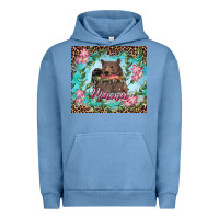 Pigment Pebble Blue Mama bear haunting fish floral Urban Hoodie - RanaPortraitStore