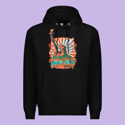 Retro Freedom Rocks Billie Wilder Premium Hoodie Designed By Texasbilliewilder