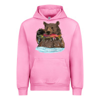 Fuchsia Pink mama bear haunting fish Urban Hoodie - RanaPortraitStore