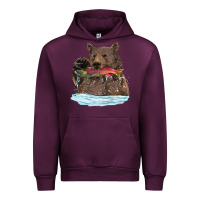 Mauve Wine mama bear haunting fish Urban Hoodie - RanaPortraitStore