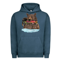 Pigment Midnight Navy mama bear haunting fish Urban Hoodie - RanaPortraitStore