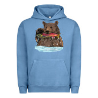 Pigment Pebble Blue mama bear haunting fish Urban Hoodie - RanaPortraitStore