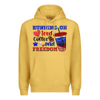 Antique Gold running on iced coffe and freedom Premium Hoodie - texasbilliewilder