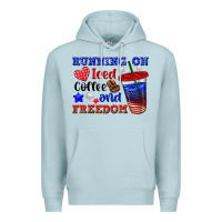 Blue Mist running on iced coffe and freedom Premium Hoodie - texasbilliewilder