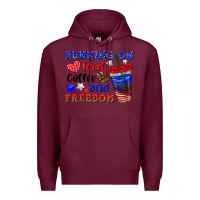 Burgundy running on iced coffe and freedom Premium Hoodie - texasbilliewilder