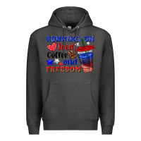 Charcoal Heather running on iced coffe and freedom Premium Hoodie - texasbilliewilder
