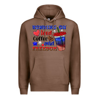 Chestnut running on iced coffe and freedom Premium Hoodie - texasbilliewilder