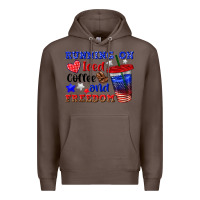 Coffee running on iced coffe and freedom Premium Hoodie - texasbilliewilder