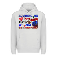 Dove Grey running on iced coffe and freedom Premium Hoodie - texasbilliewilder