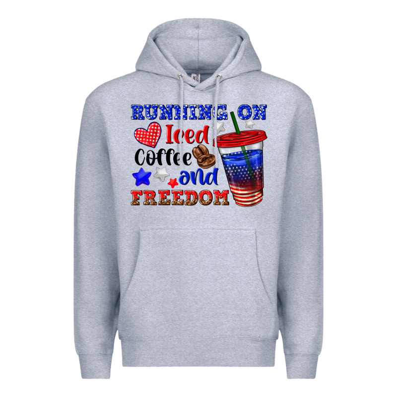 Running On Iced Coffe And Freedom Premium Hoodie by texasbilliewilder | Teevron