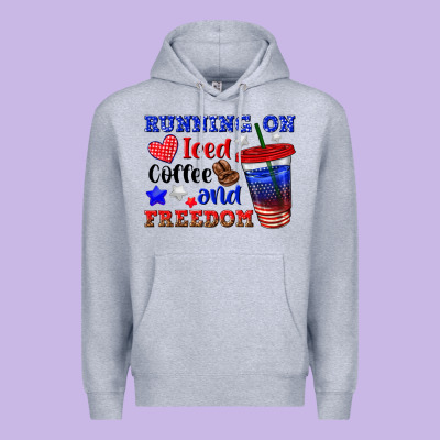 Running On Iced Coffe And Freedom Premium Hoodie Designed By Texasbilliewilder