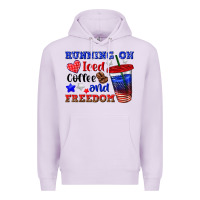 Lilac running on iced coffe and freedom Premium Hoodie - texasbilliewilder