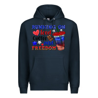 Navy running on iced coffe and freedom Premium Hoodie - texasbilliewilder