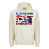 Oatmeal Heather running on iced coffe and freedom Premium Hoodie - texasbilliewilder