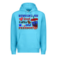 Ocean Blue running on iced coffe and freedom Premium Hoodie - texasbilliewilder