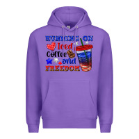 Purple running on iced coffe and freedom Premium Hoodie - texasbilliewilder