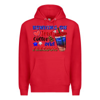 Red running on iced coffe and freedom Premium Hoodie - texasbilliewilder