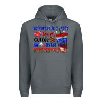 Rock running on iced coffe and freedom Premium Hoodie - texasbilliewilder