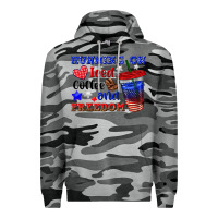 Slate Camo running on iced coffe and freedom Premium Hoodie - texasbilliewilder