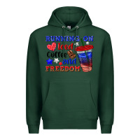 Sports Green running on iced coffe and freedom Premium Hoodie - texasbilliewilder