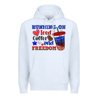 White running on iced coffe and freedom Premium Hoodie - texasbilliewilder